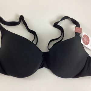 Cacique True Embrace Lightly Lined Wire T-Shirt Bra Black Adjustable Straps NWT